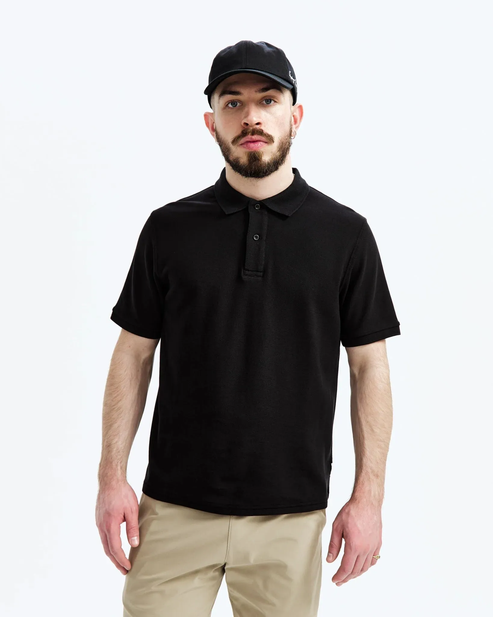 Reigning Champ   Classic Pique Polo Black