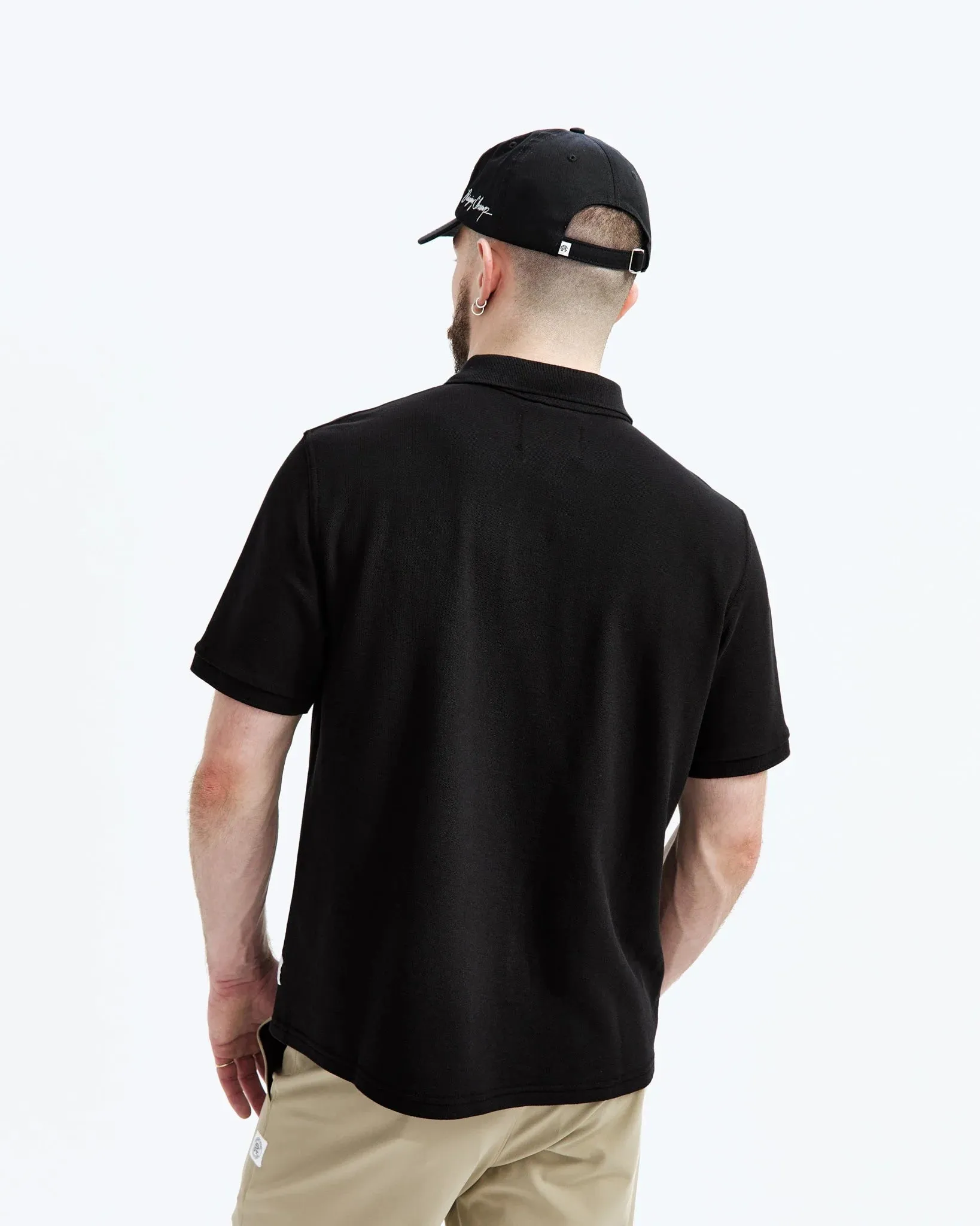 Reigning Champ   Classic Pique Polo Black