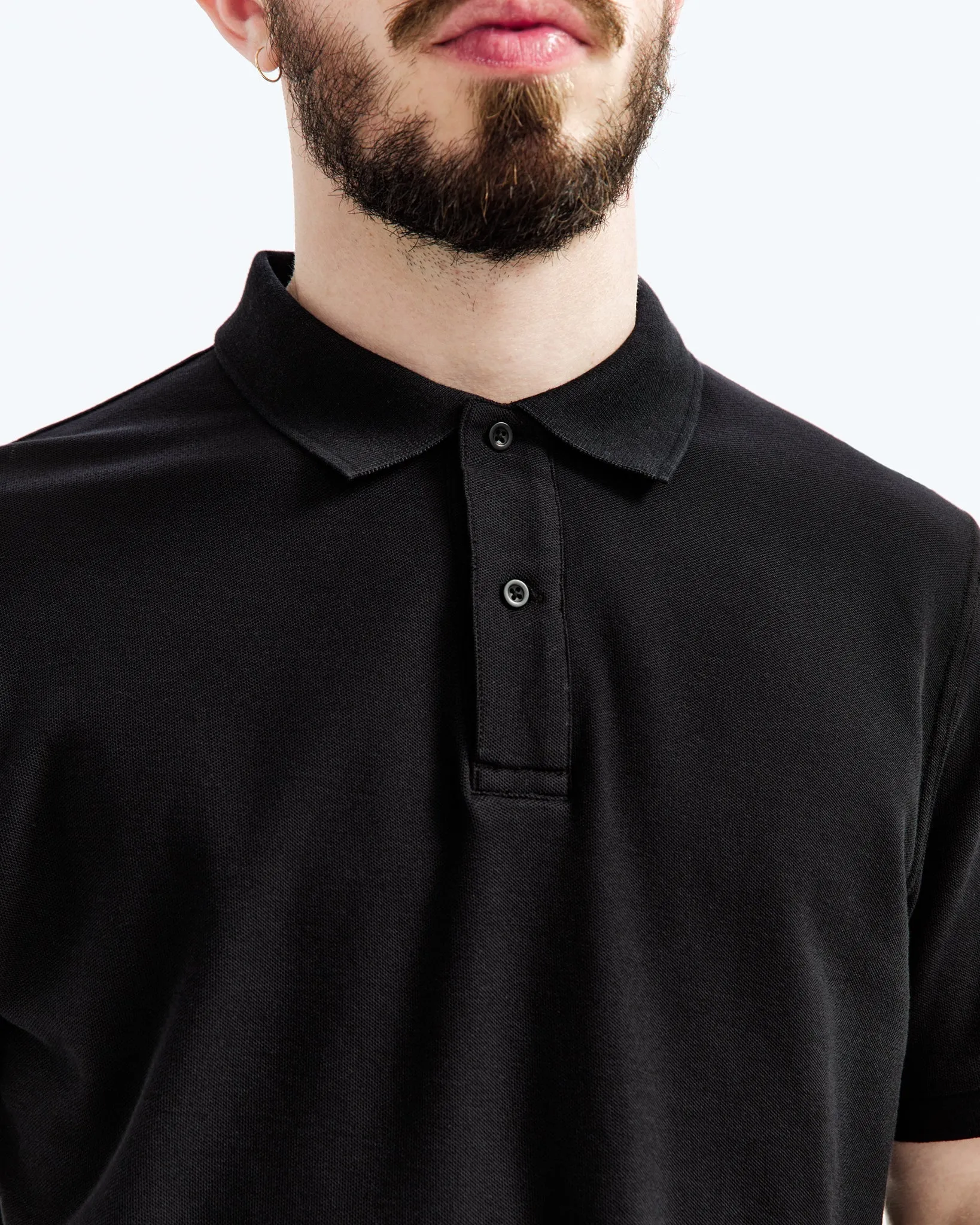 Reigning Champ   Classic Pique Polo Black