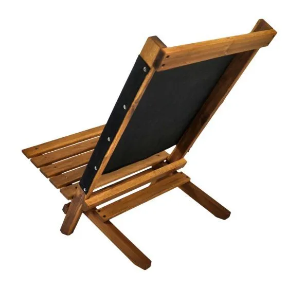 Relax Chair - Acacia Wooden Folding Beach Chair - Black