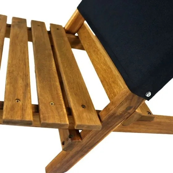 Relax Chair - Acacia Wooden Folding Beach Chair - Black