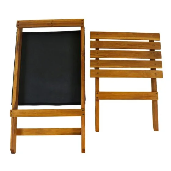 Relax Chair - Acacia Wooden Folding Beach Chair - Black