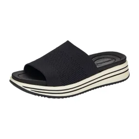 Remonte Women's Black Slip-On Sandals with Soft Footbed and Lightweight Sole