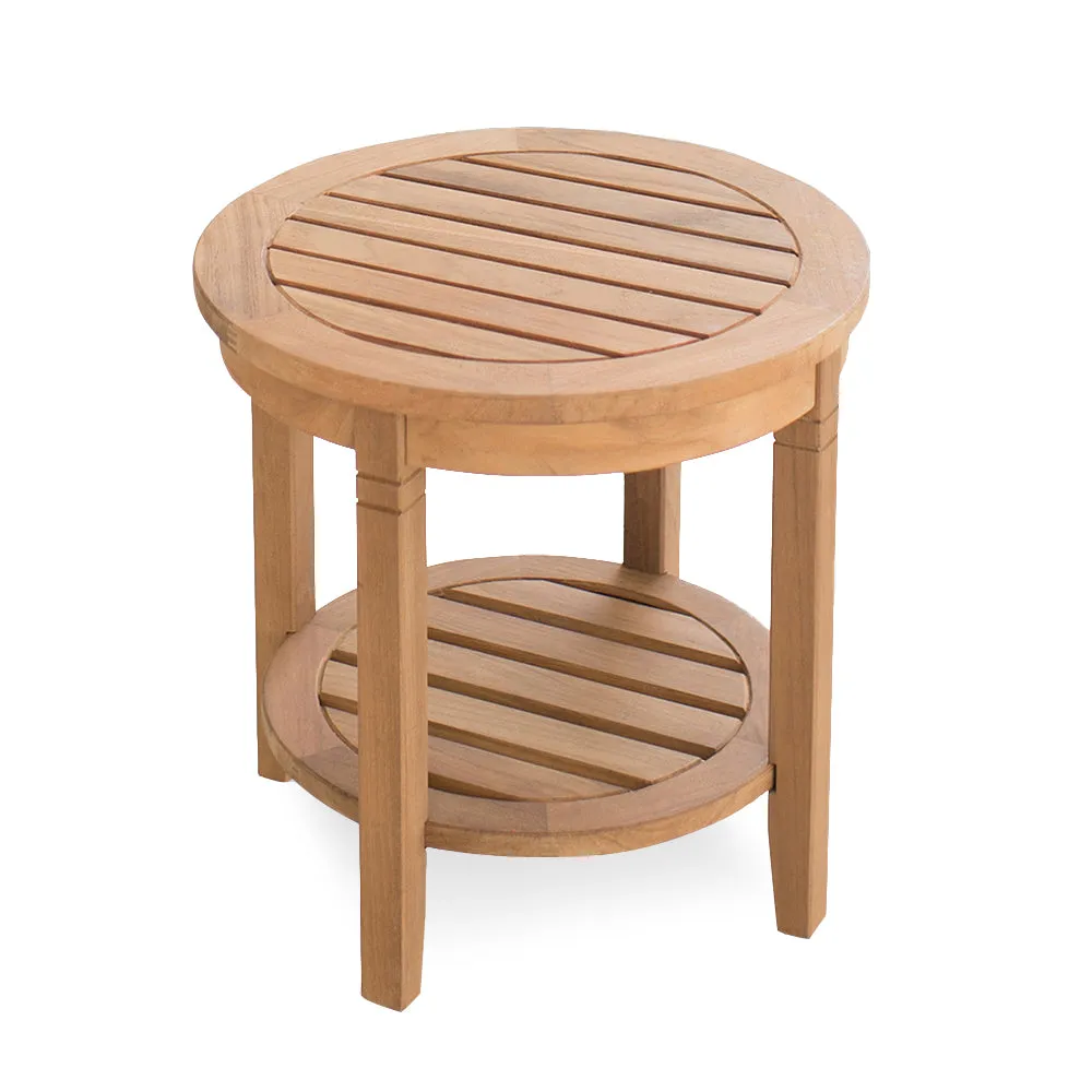 Richmond Teak Wood Outdoor Side Table with Shelf