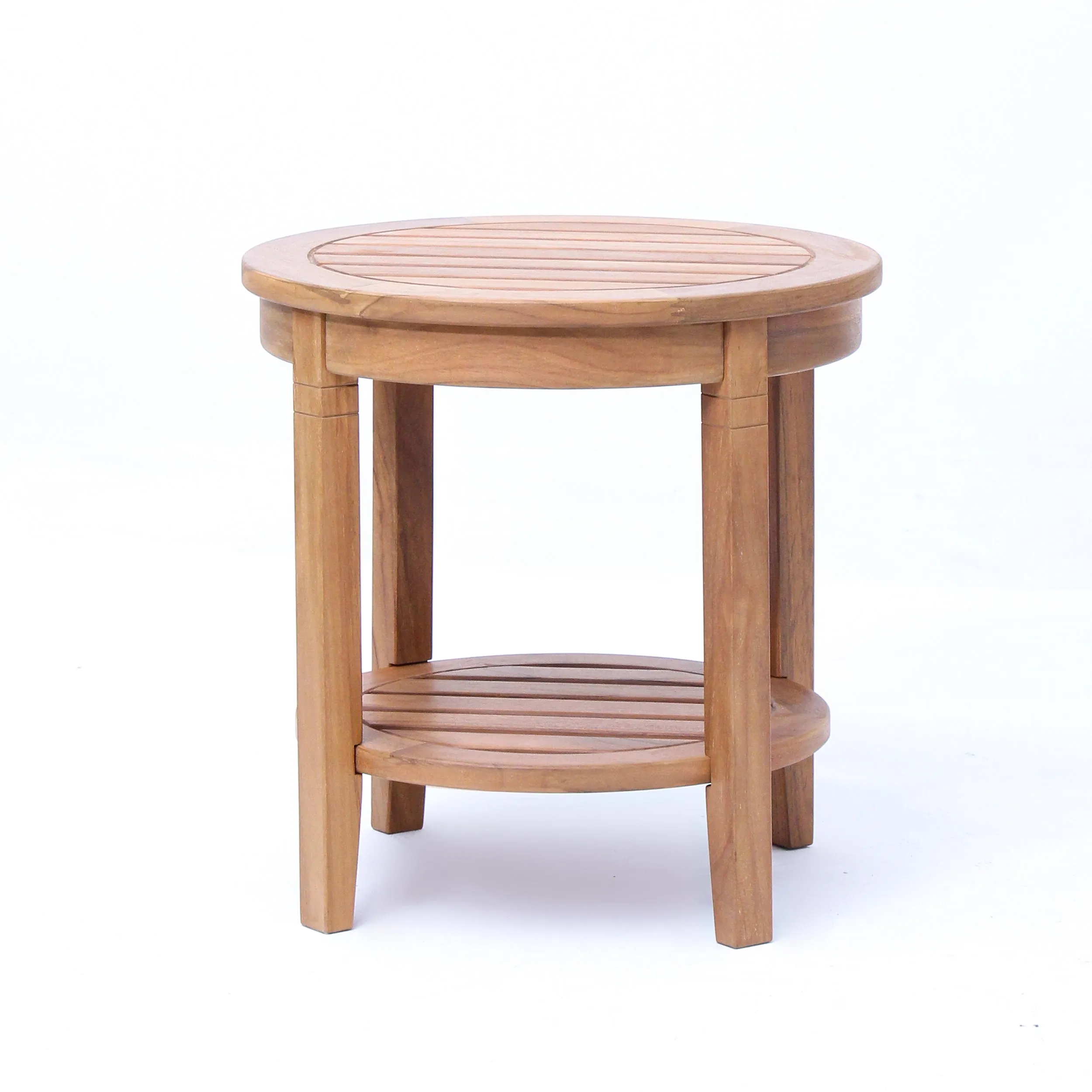 Richmond Teak Wood Outdoor Side Table with Shelf