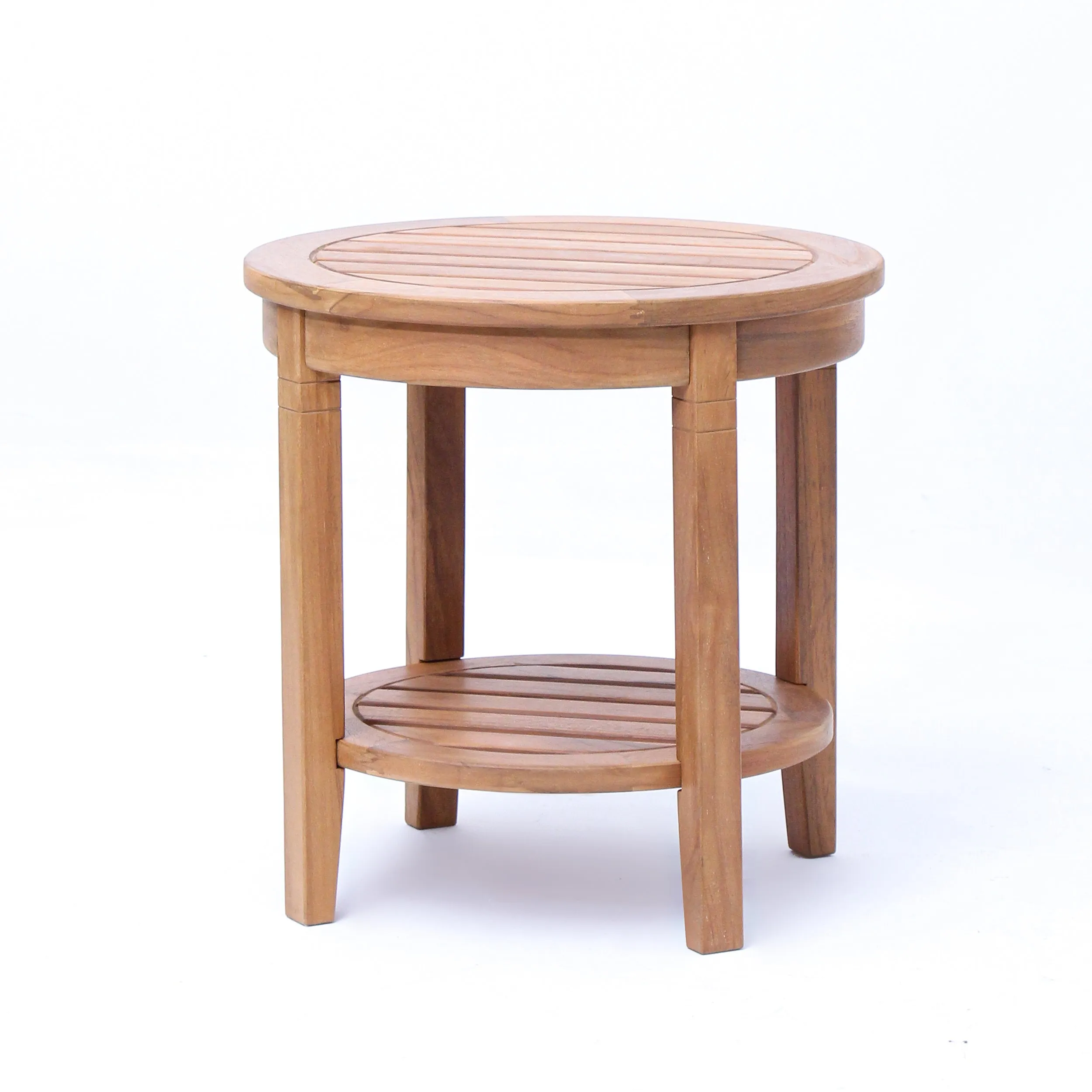 Richmond Teak Wood Outdoor Side Table with Shelf