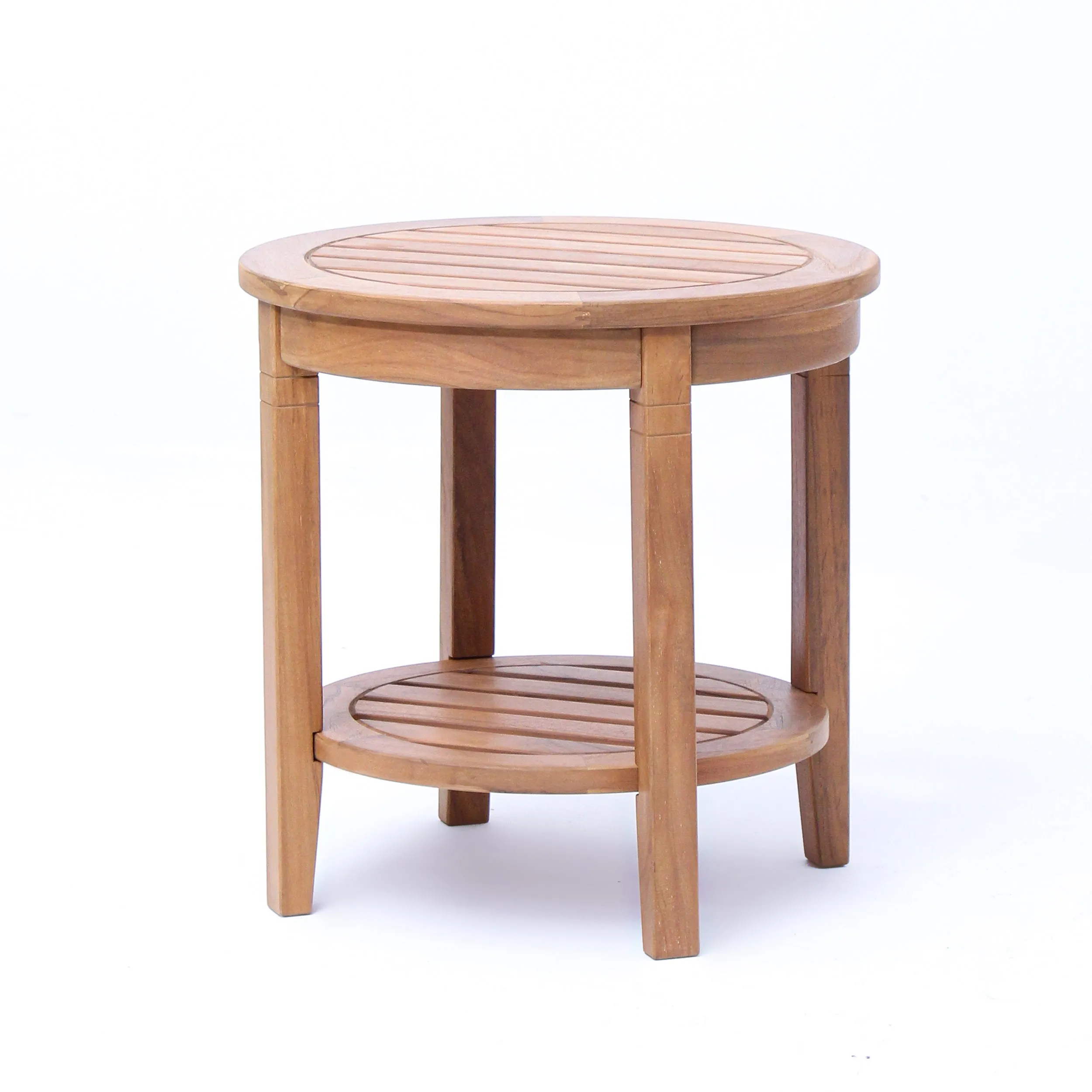 Richmond Teak Wood Outdoor Side Table with Shelf