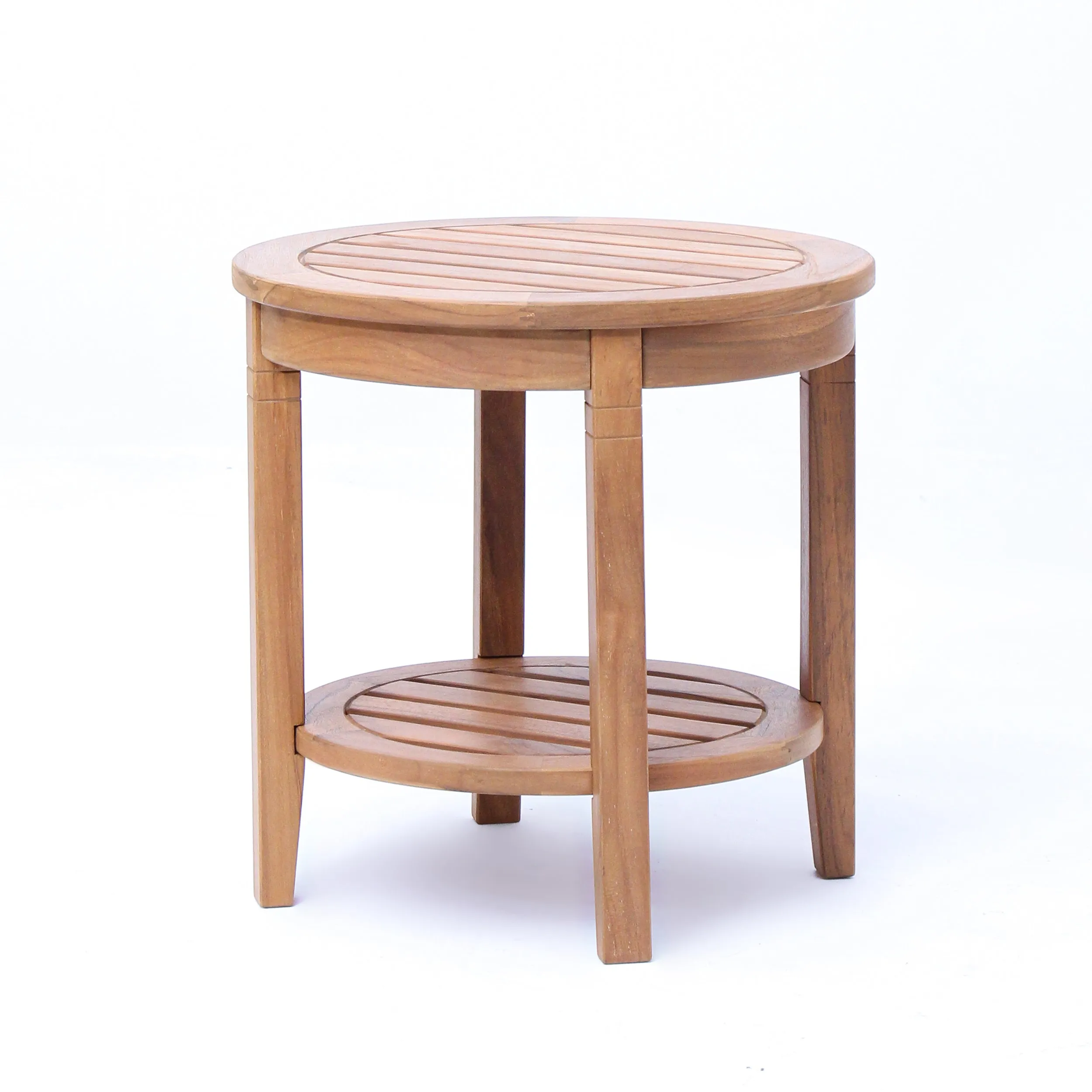 Richmond Teak Wood Outdoor Side Table with Shelf