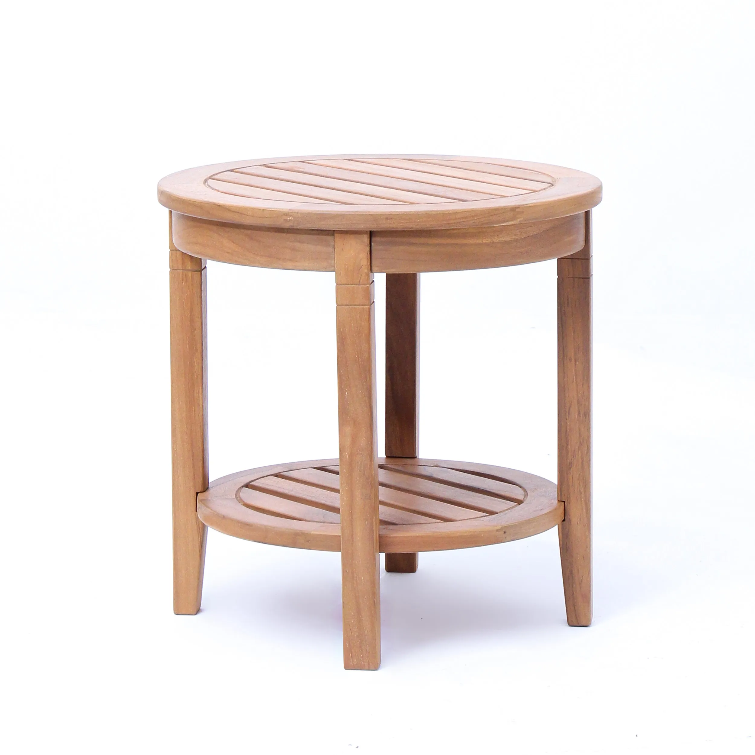 Richmond Teak Wood Outdoor Side Table with Shelf