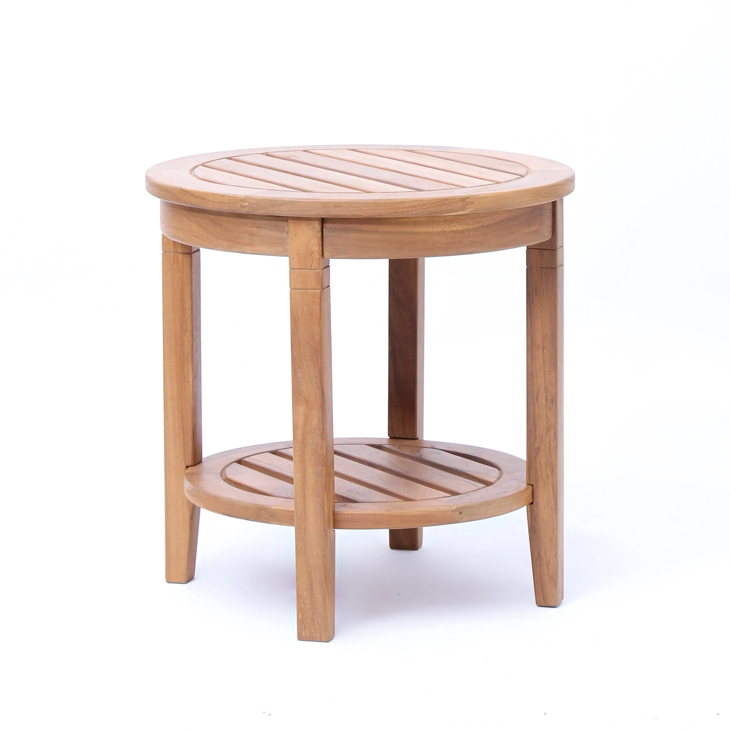 Richmond Teak Wood Outdoor Side Table with Shelf