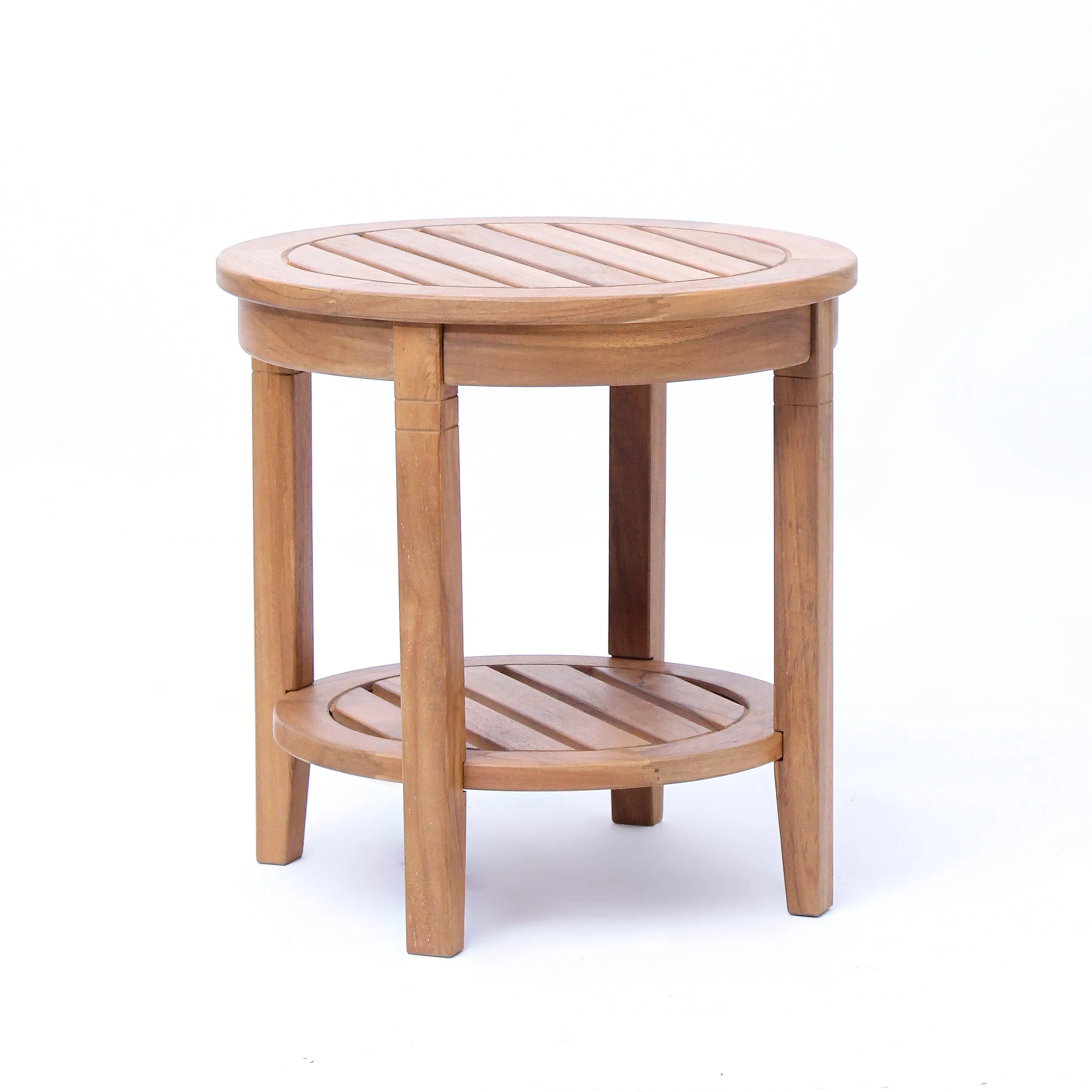 Richmond Teak Wood Outdoor Side Table with Shelf