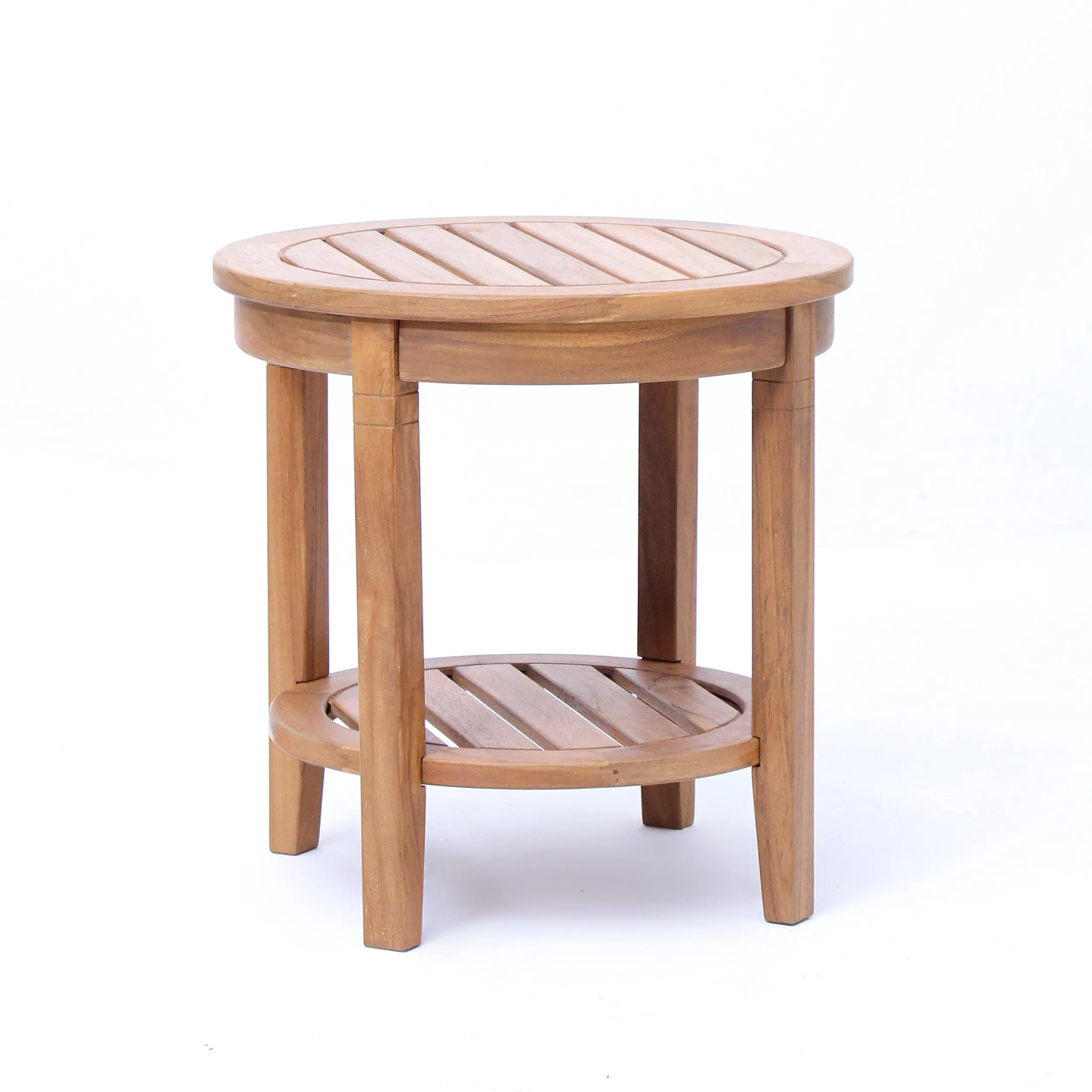 Richmond Teak Wood Outdoor Side Table with Shelf