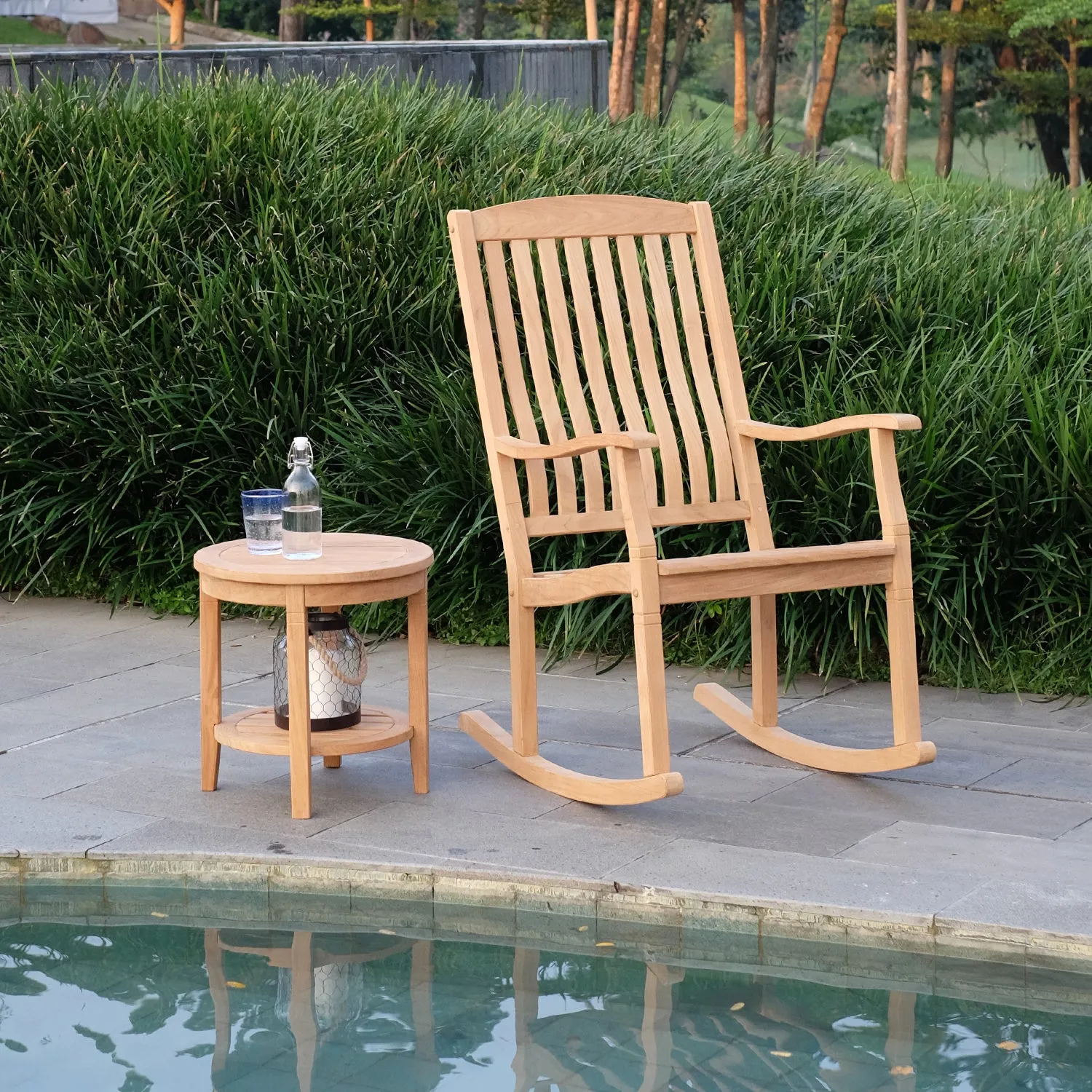 Richmond Teak Wood Outdoor Side Table with Shelf