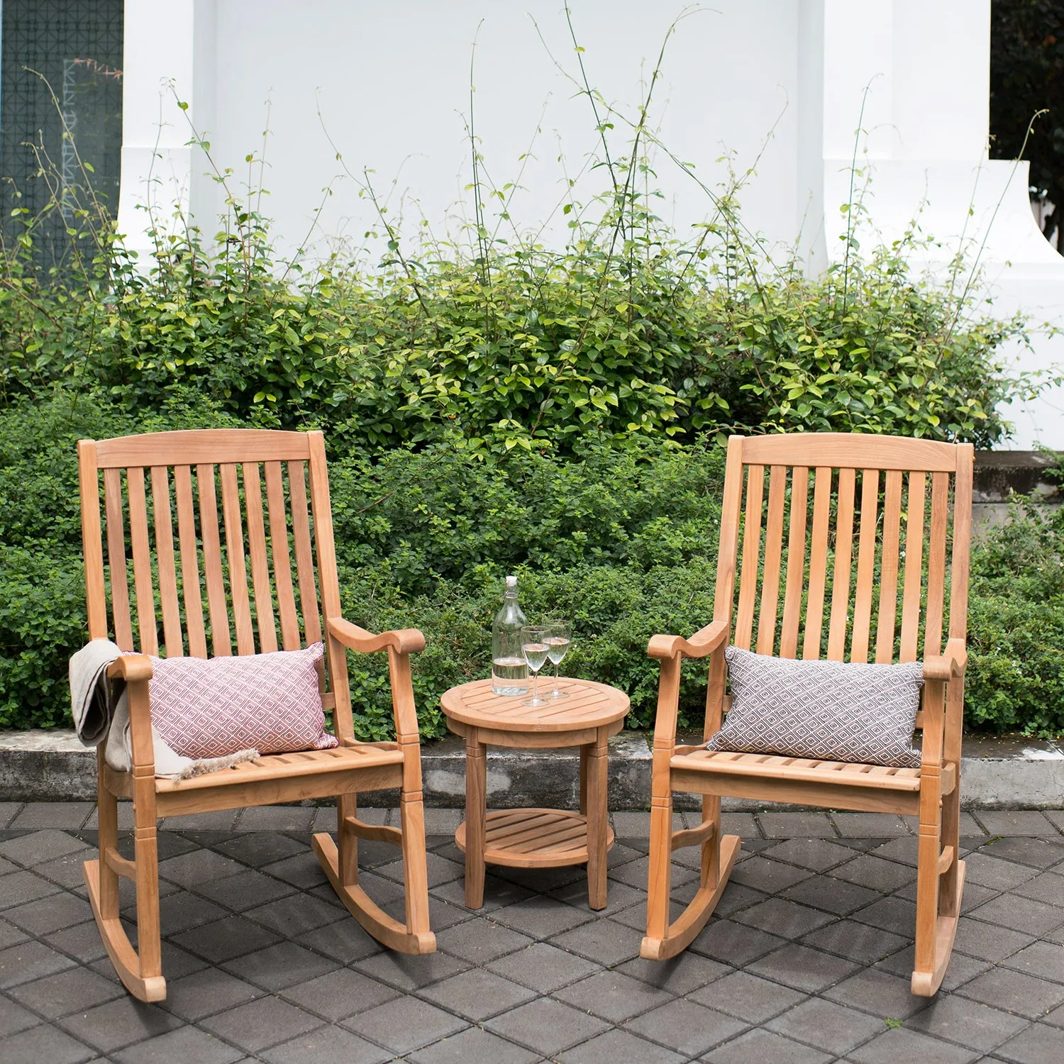 Richmond Teak Wood Outdoor Side Table with Shelf