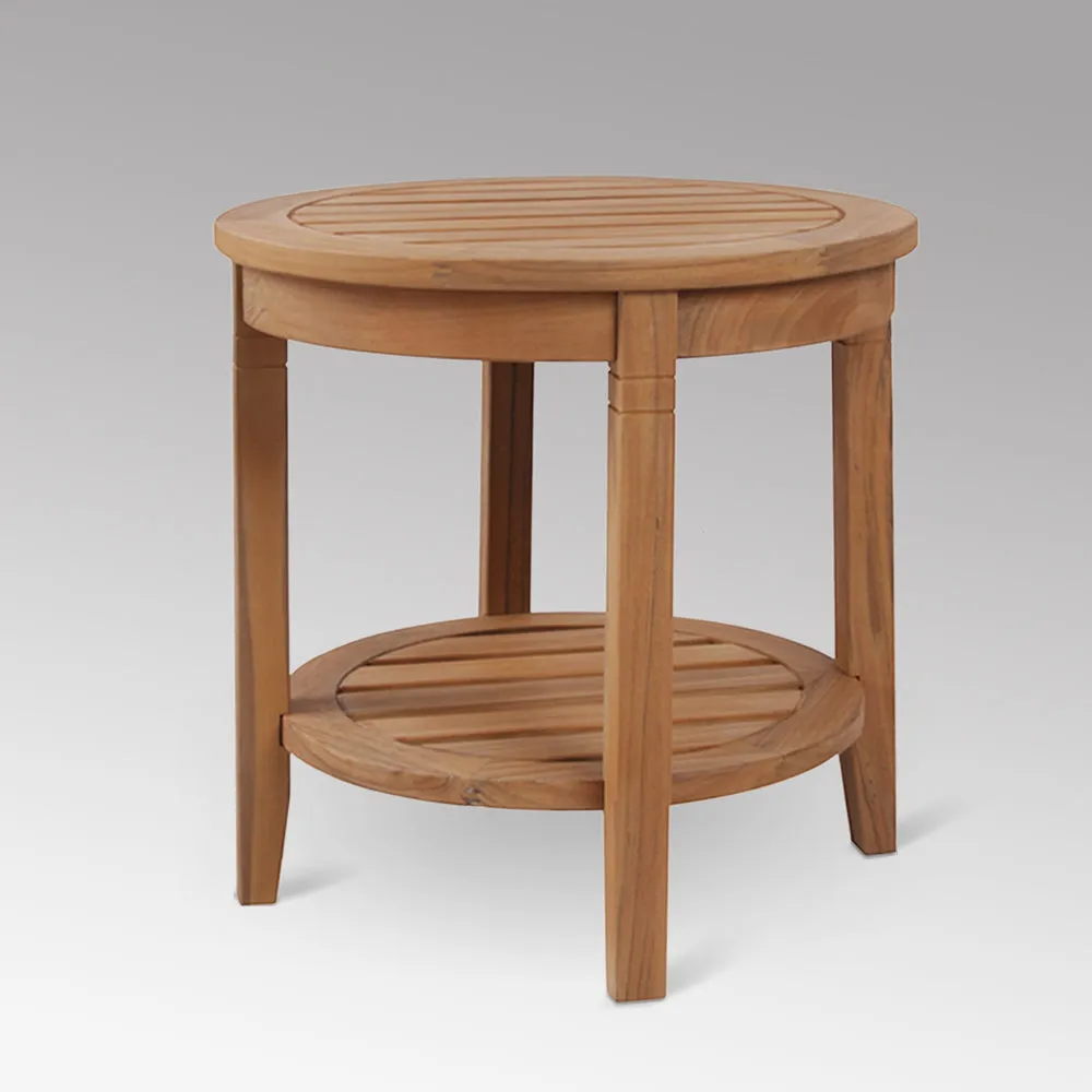 Richmond Teak Wood Outdoor Side Table with Shelf