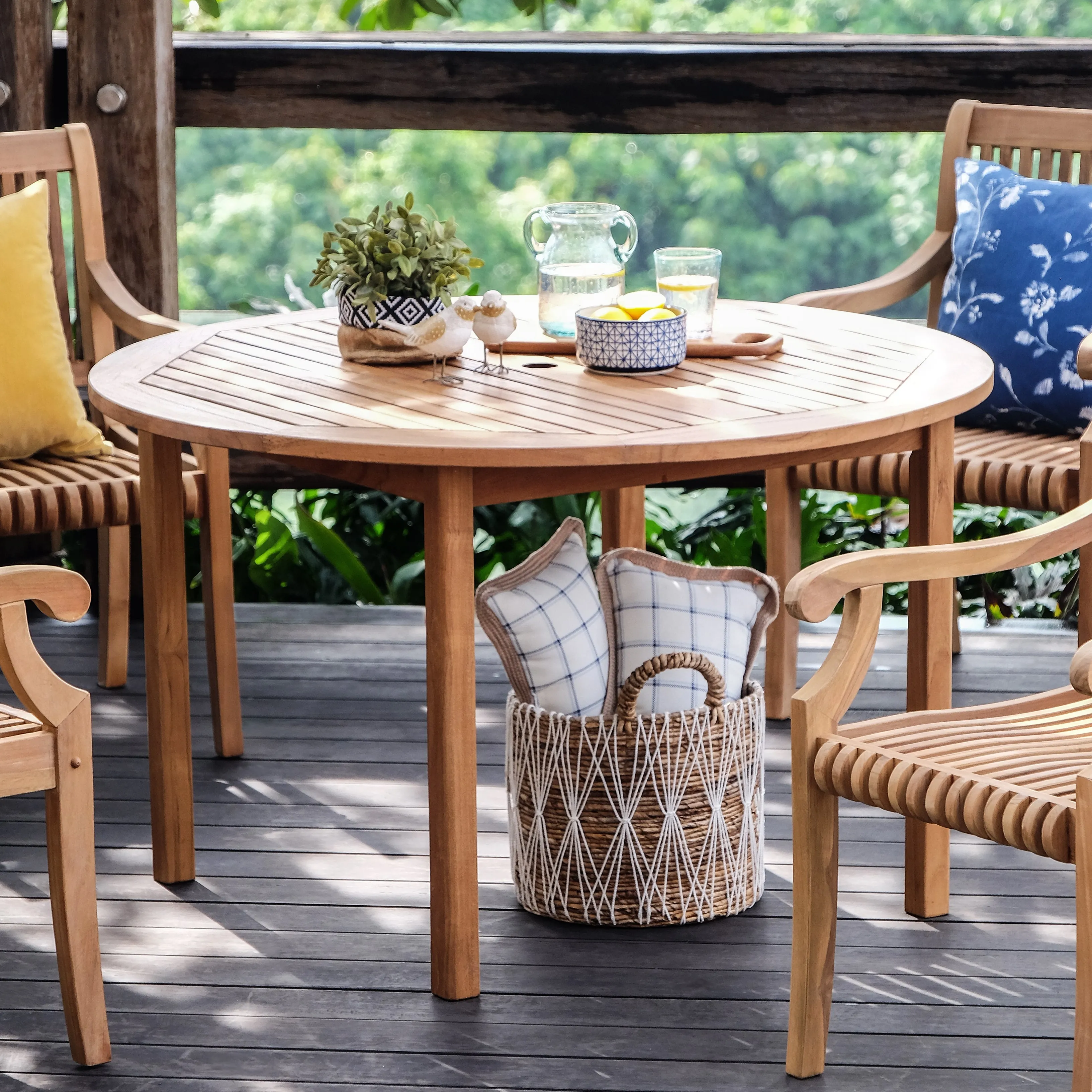 Rochester Teak Wood Round Outdoor Dining Table