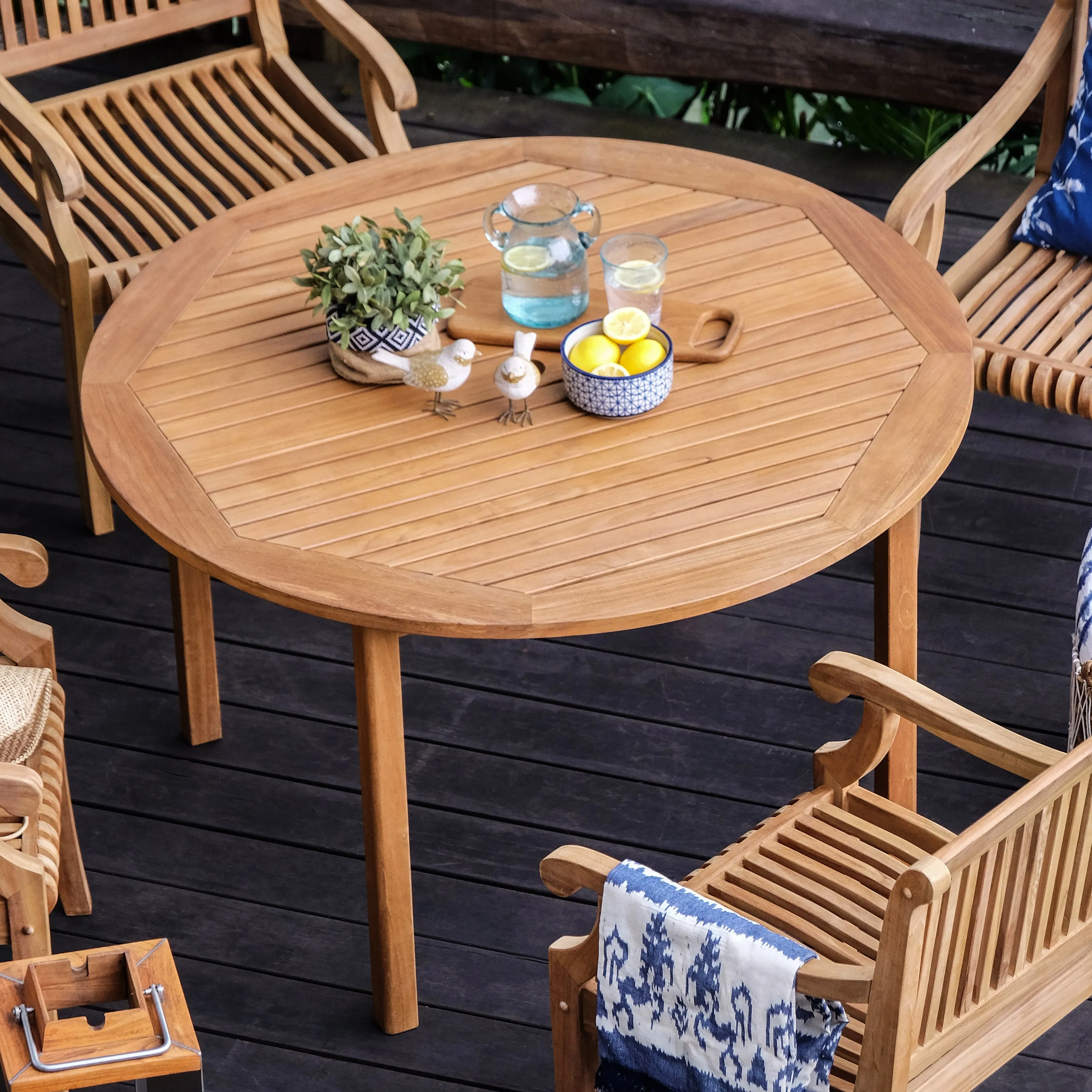 Rochester Teak Wood Round Outdoor Dining Table