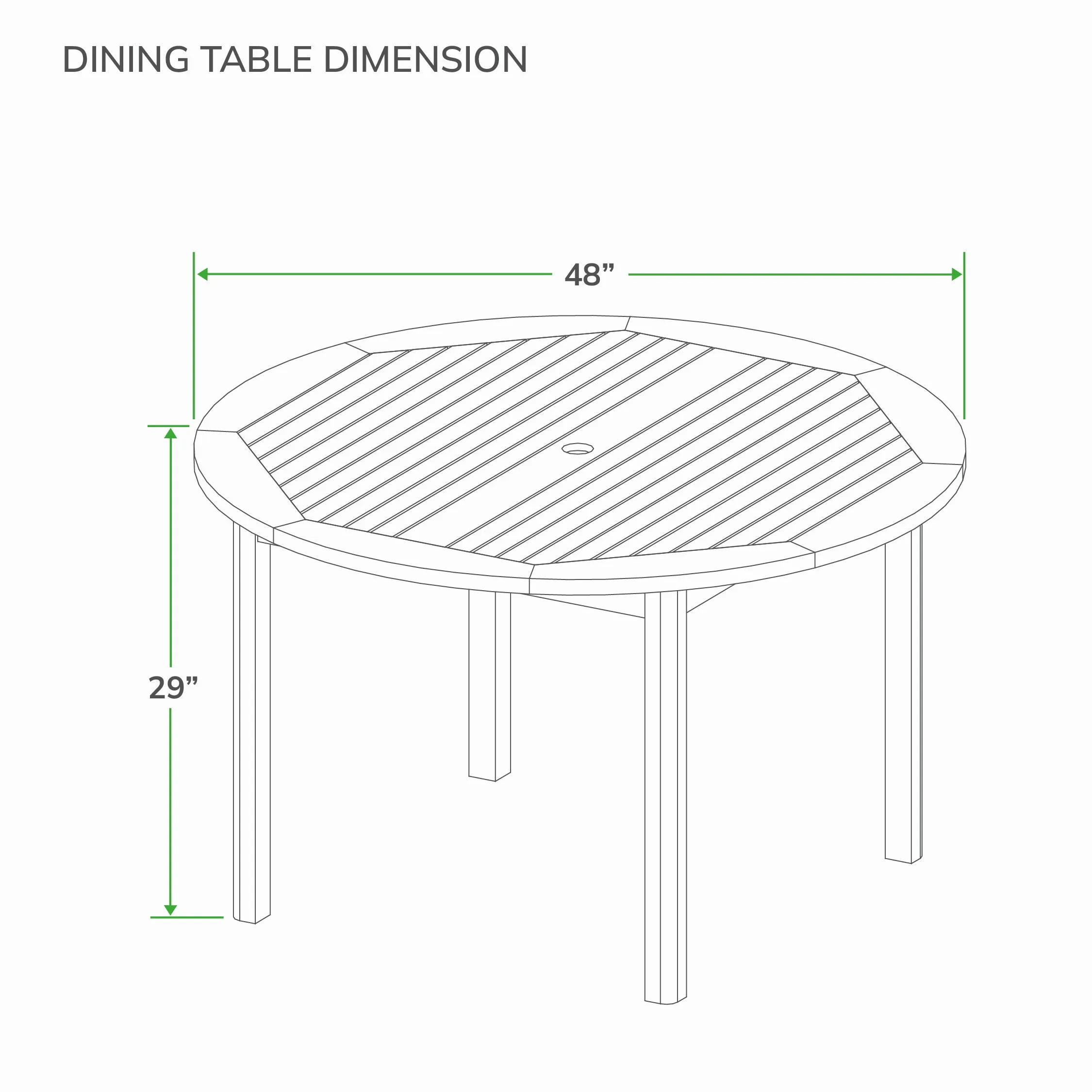 Rochester Teak Wood Round Outdoor Dining Table