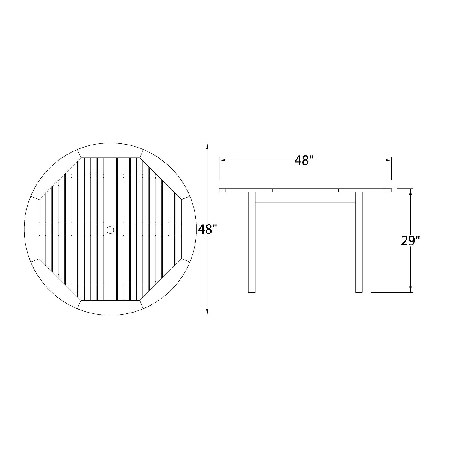 Rochester Teak Wood Round Outdoor Dining Table