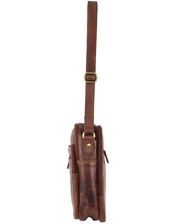 Rustic Leather Cross-Body Bag in Chocolate