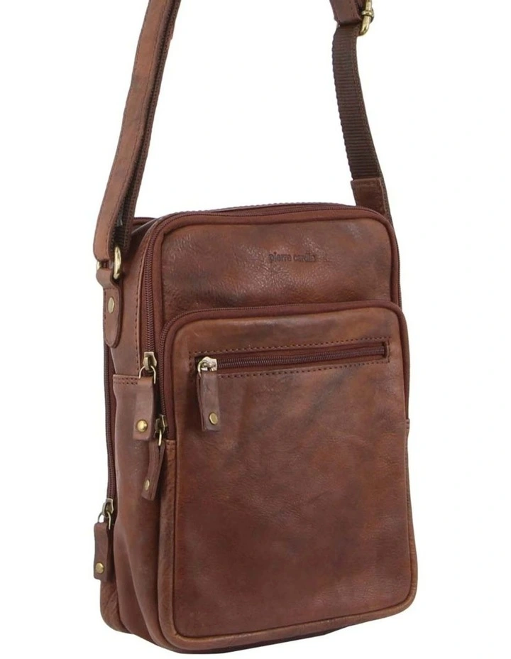 Rustic Leather Cross-Body Bag in Chocolate