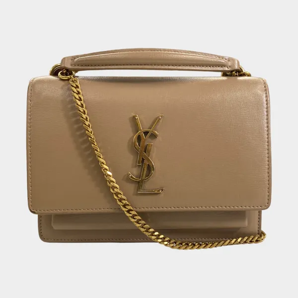 Saint Laurent Sunset small beige leather cross-body bag