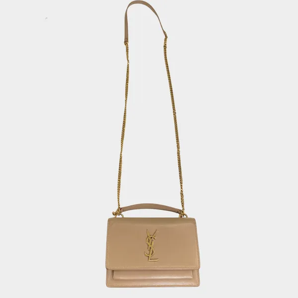 Saint Laurent Sunset small beige leather cross-body bag