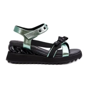 S.Barski Women's Sandals With Bow D&amp;A CR956 Green