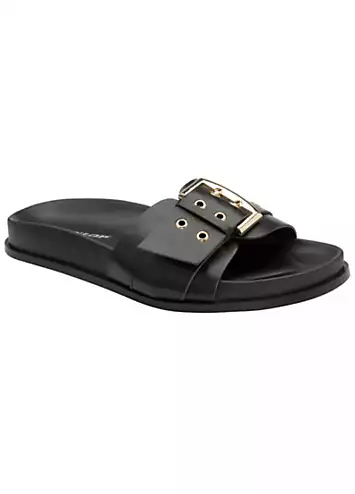 Shiloh Black Buckle Single Strap Footbed Sandals by Dunlop | Look Again