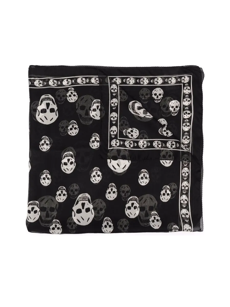 Silk Lightweight Skull Print Scarf