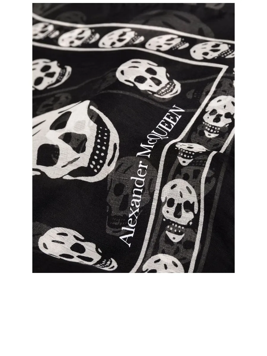 Silk Lightweight Skull Print Scarf