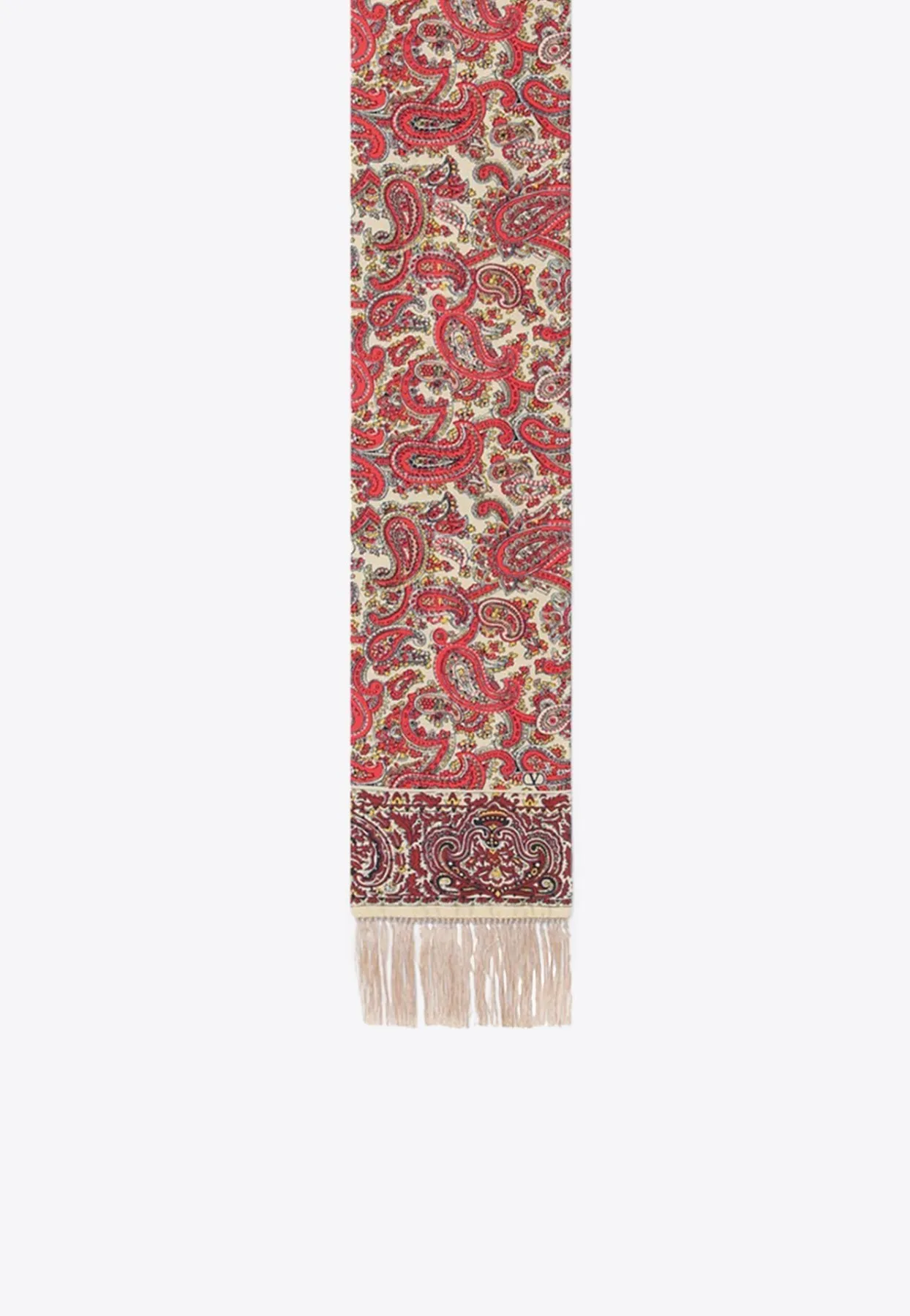 Silk Paisley Fringed Scarf