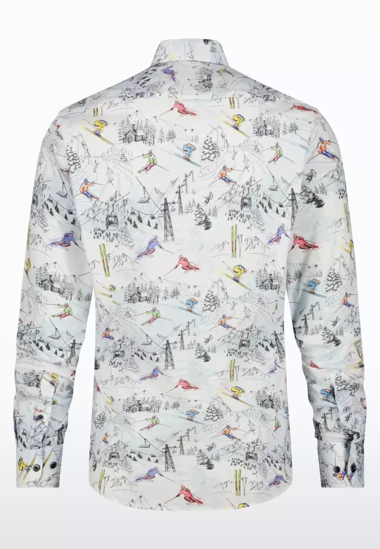 Ski Theme Long Sleeve Shirt - Light Blue