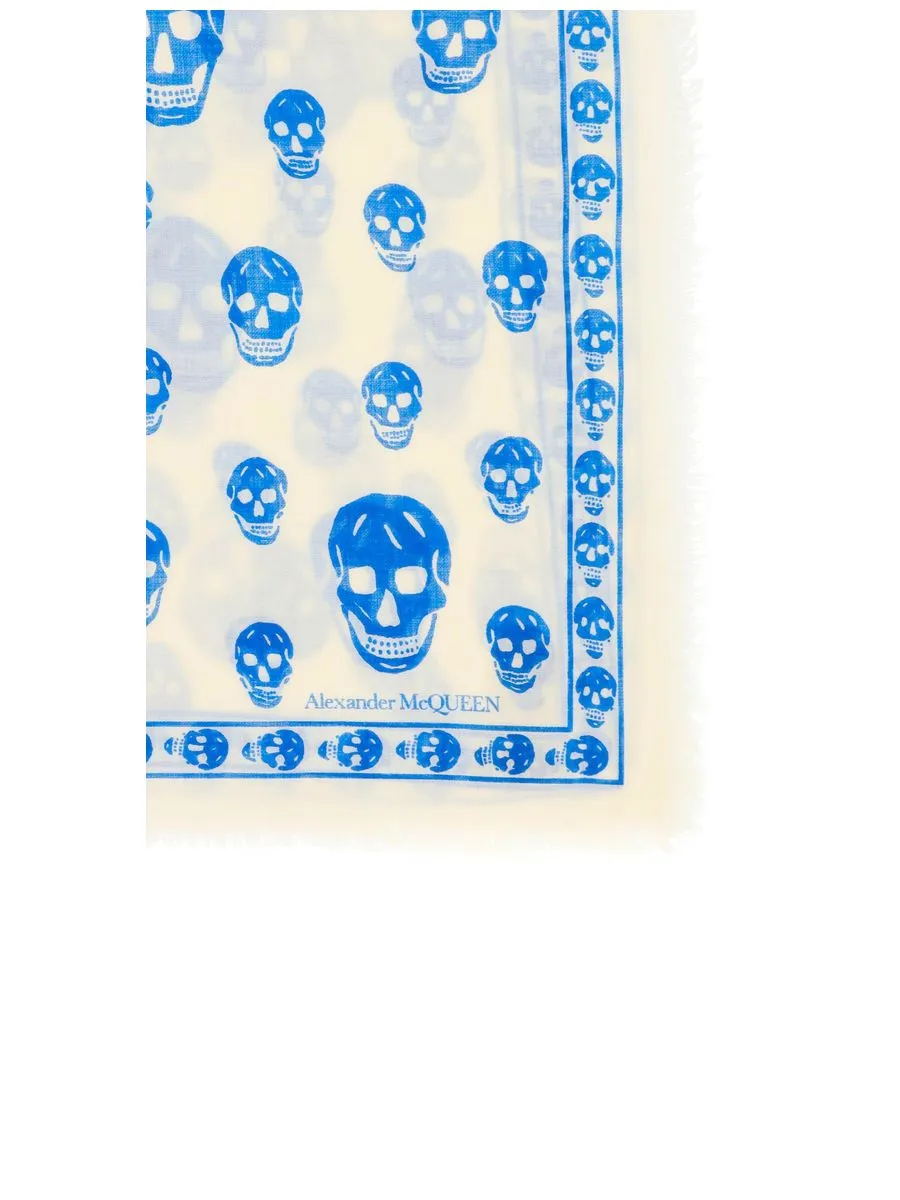 Skull Motif Light Wool Scarf