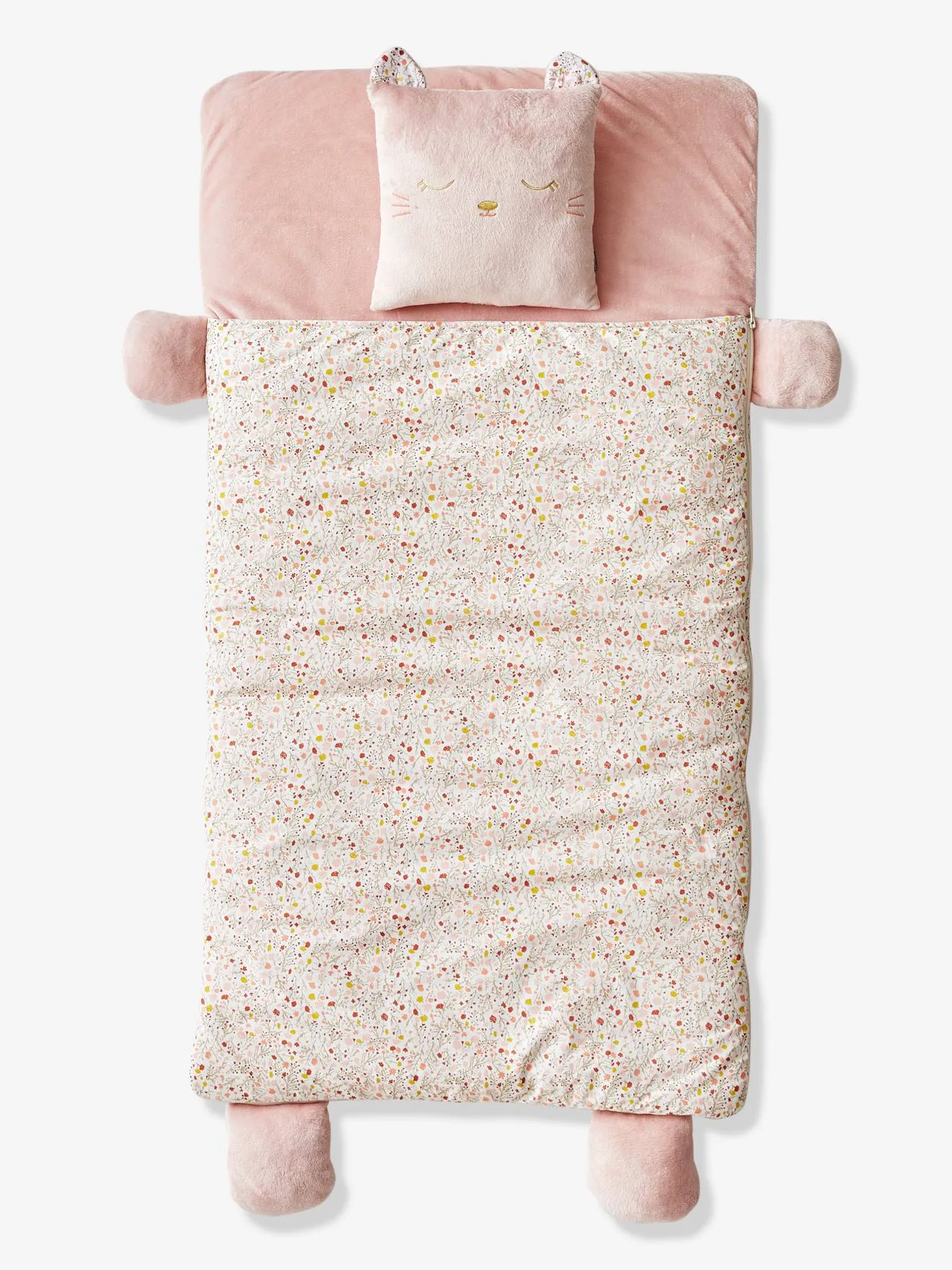 Sleeping Bag, Cat - pink/print