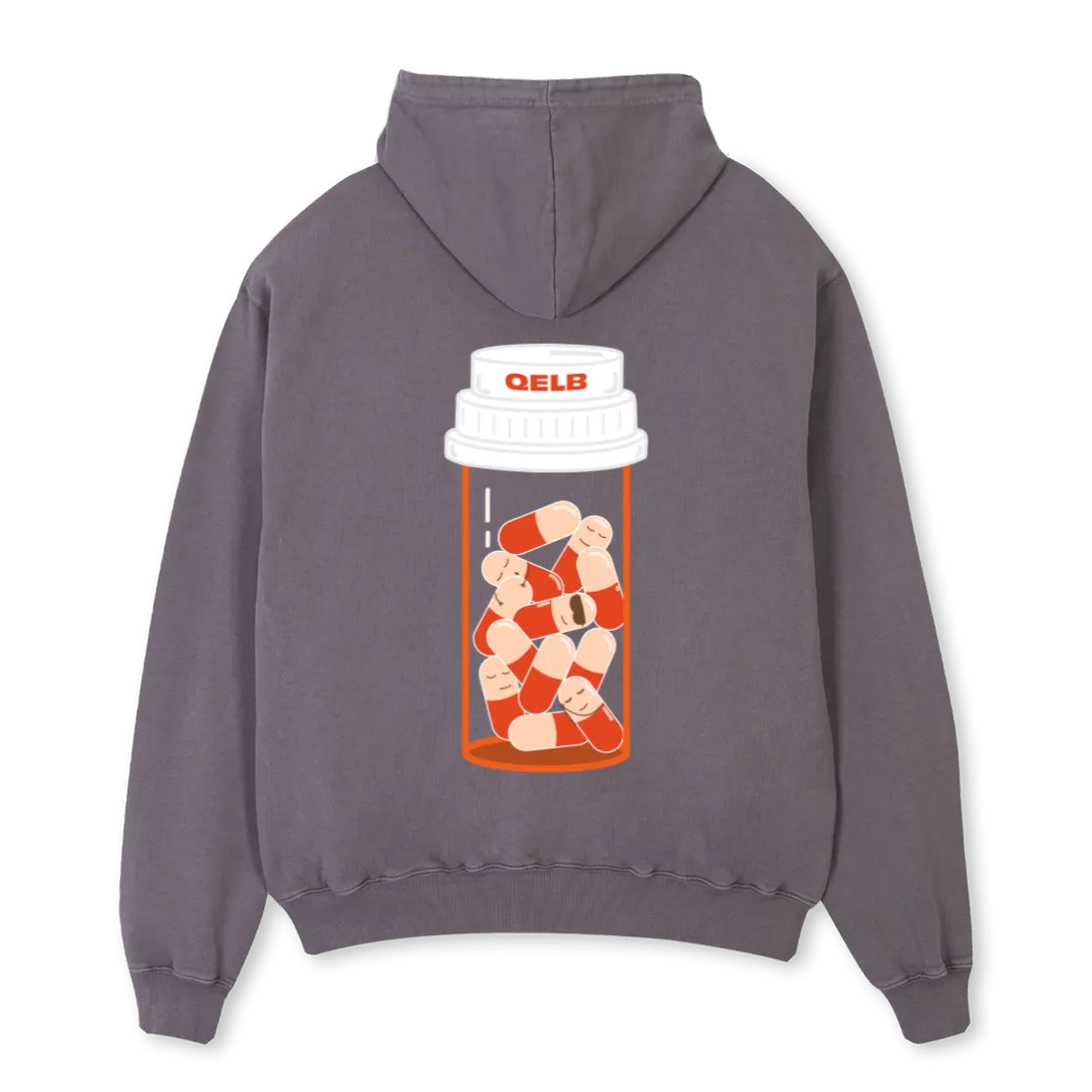 SLEEPING PILLS VTWO Pigment Grey Oversized Hoodie.