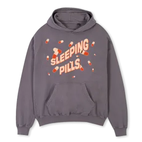 SLEEPING PILLS VTWO Pigment Grey Oversized Hoodie.