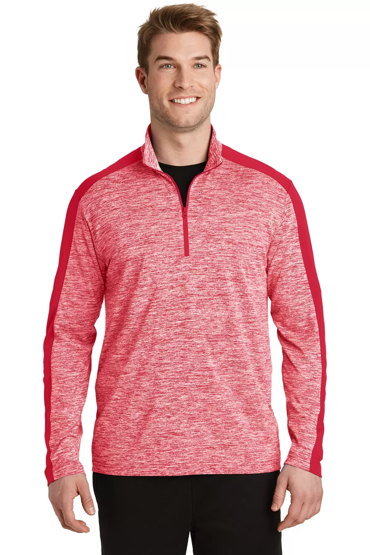 Sport Tek ST397 Sport-Tek PosiCharge Electric Heather Colorblock 1/4-Zip Pullover SKU: ST397