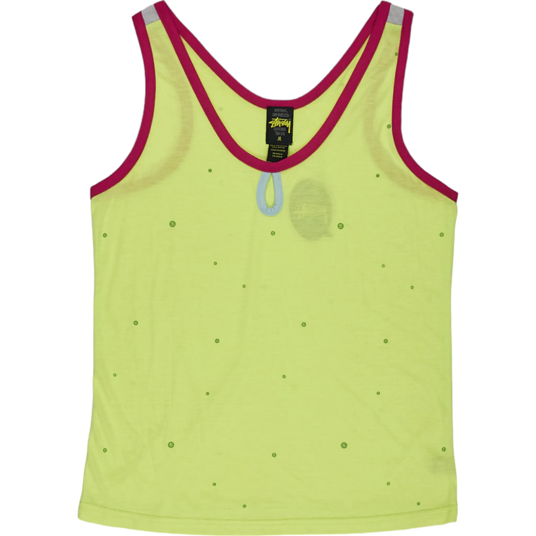 Stussy Chartreuse Pink Trim Tank Top