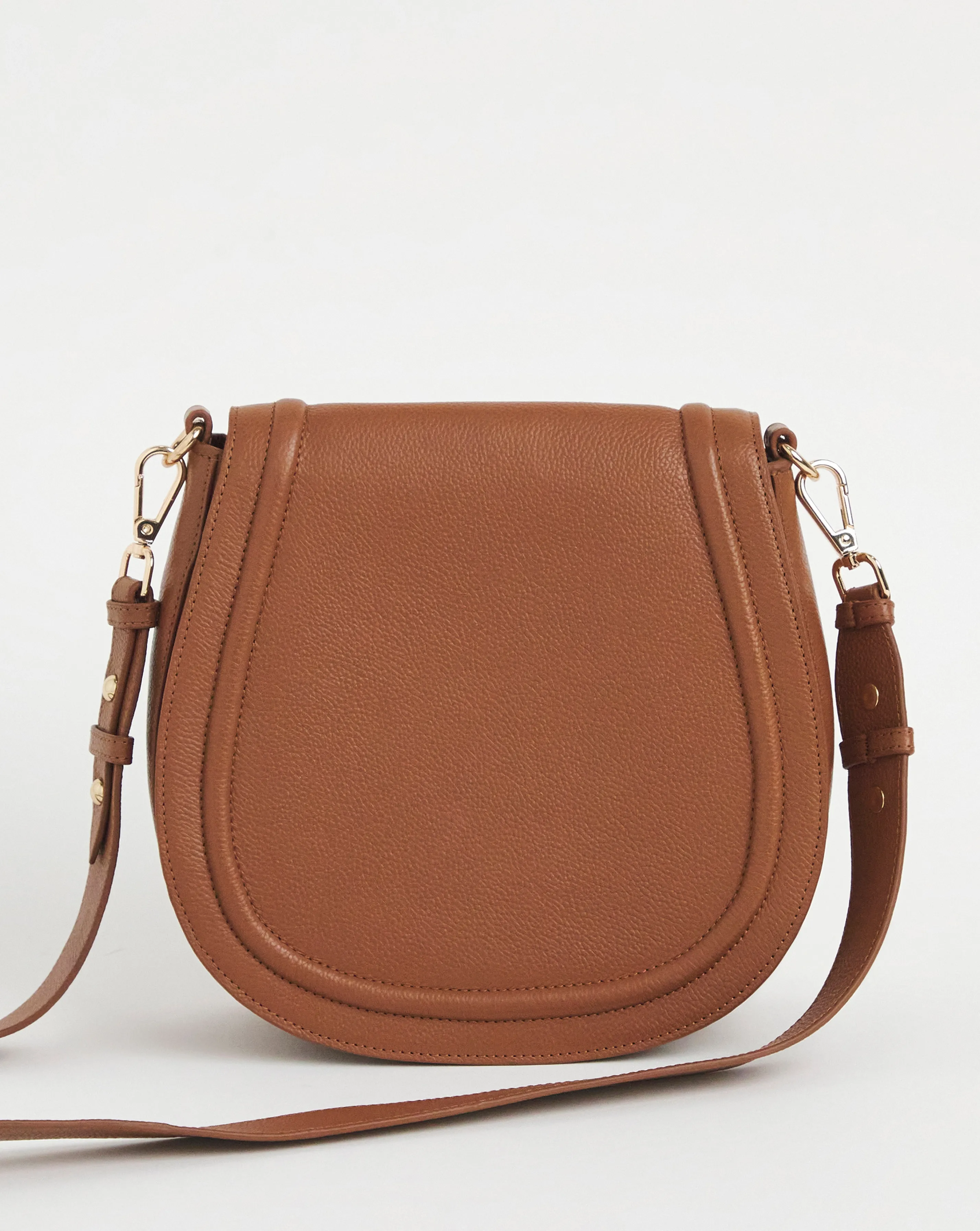 Tan Real Leather Saddle Bag