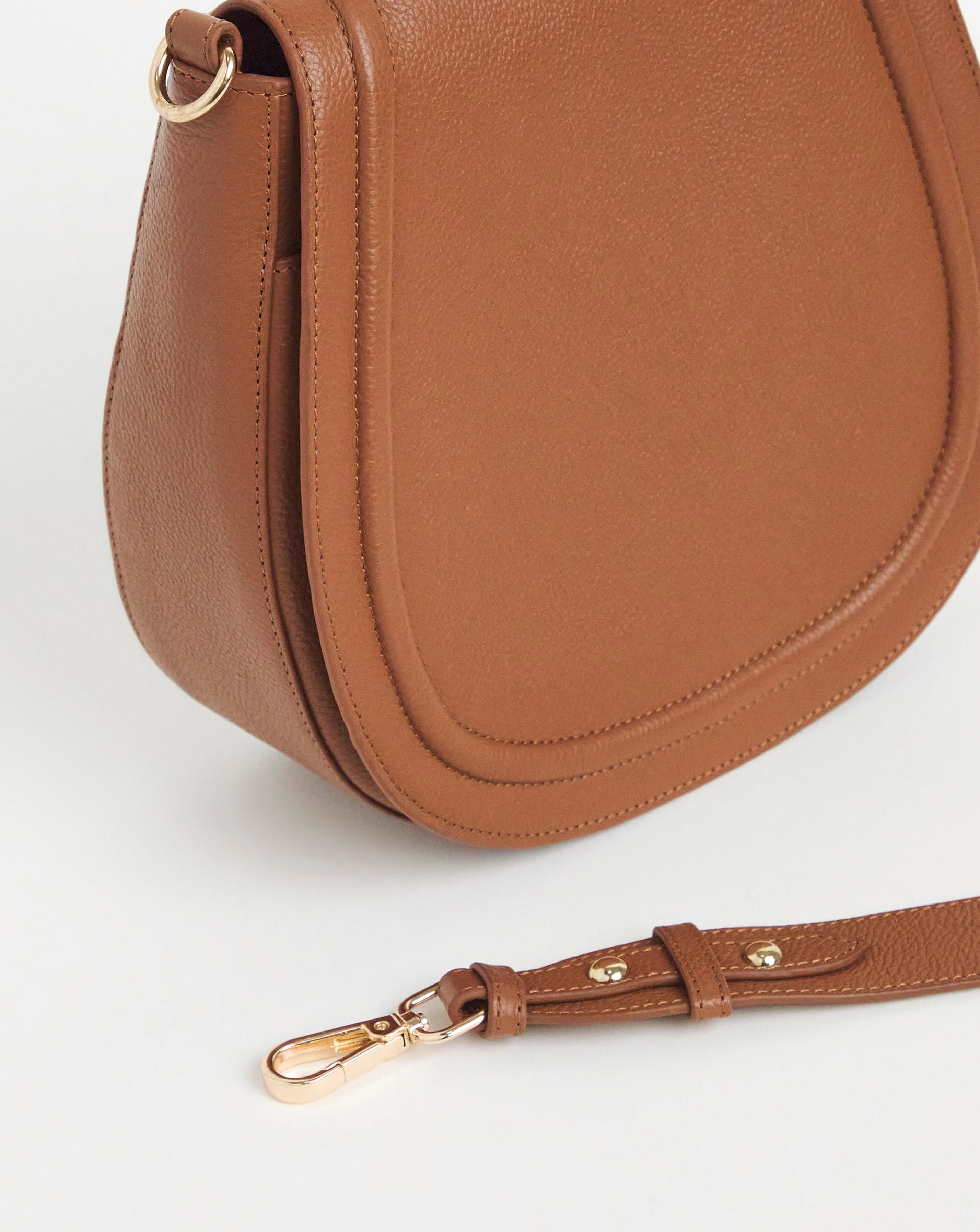 Tan Real Leather Saddle Bag