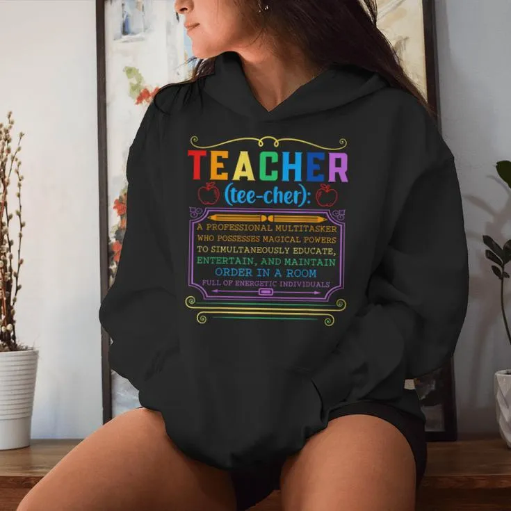 Teacher Definition Teaching School Teacher Women Hoodie