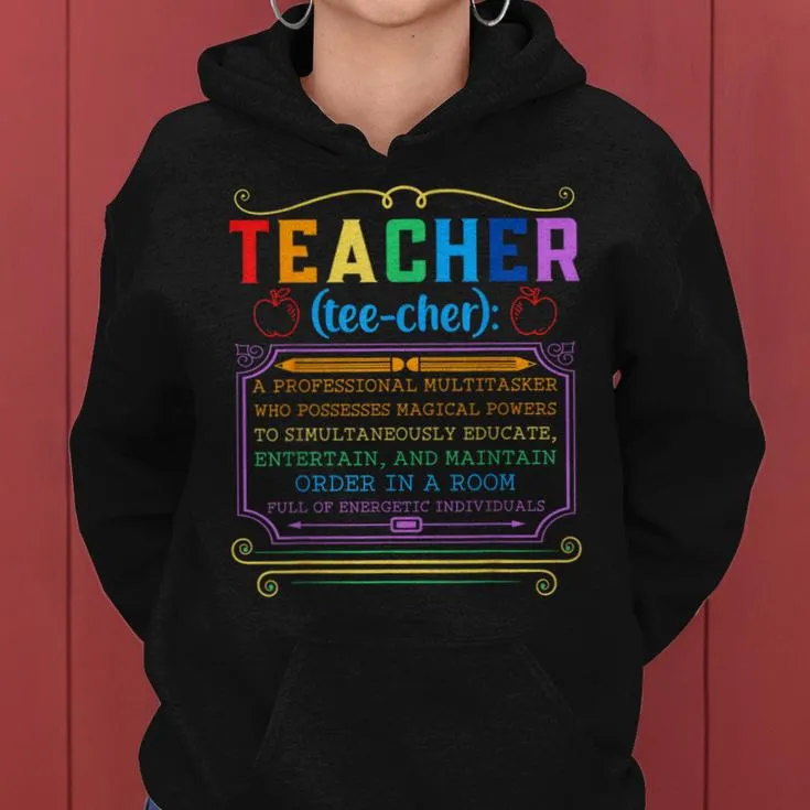 Teacher Definition Teaching School Teacher Women Hoodie