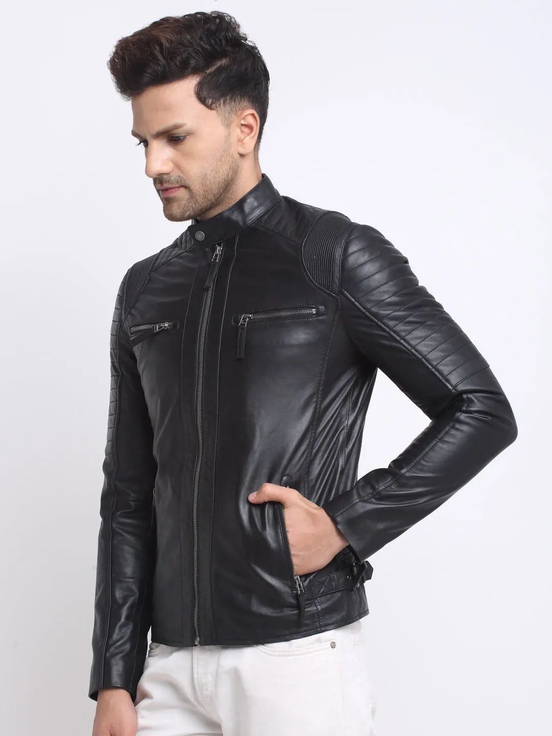 Teakwood Genuine Leathers Men's Jacket (Black)