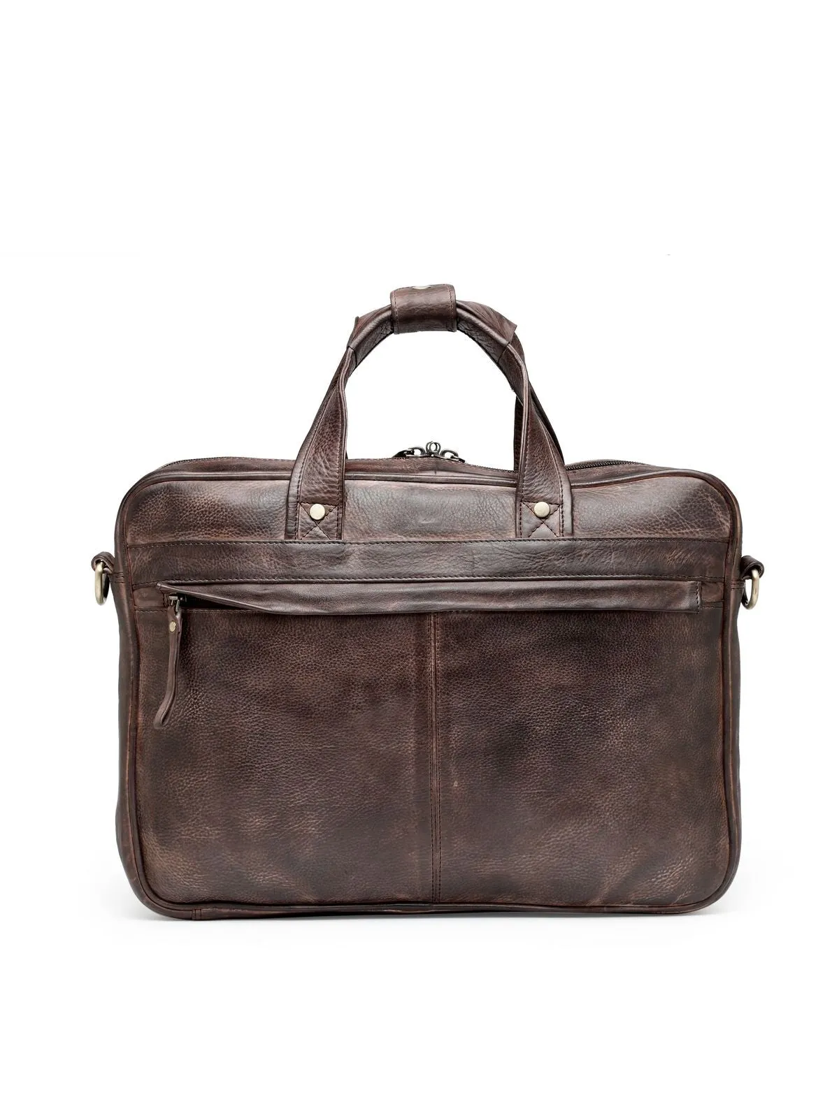 Teakwood Leather Unisex Laptop Bag - Brown