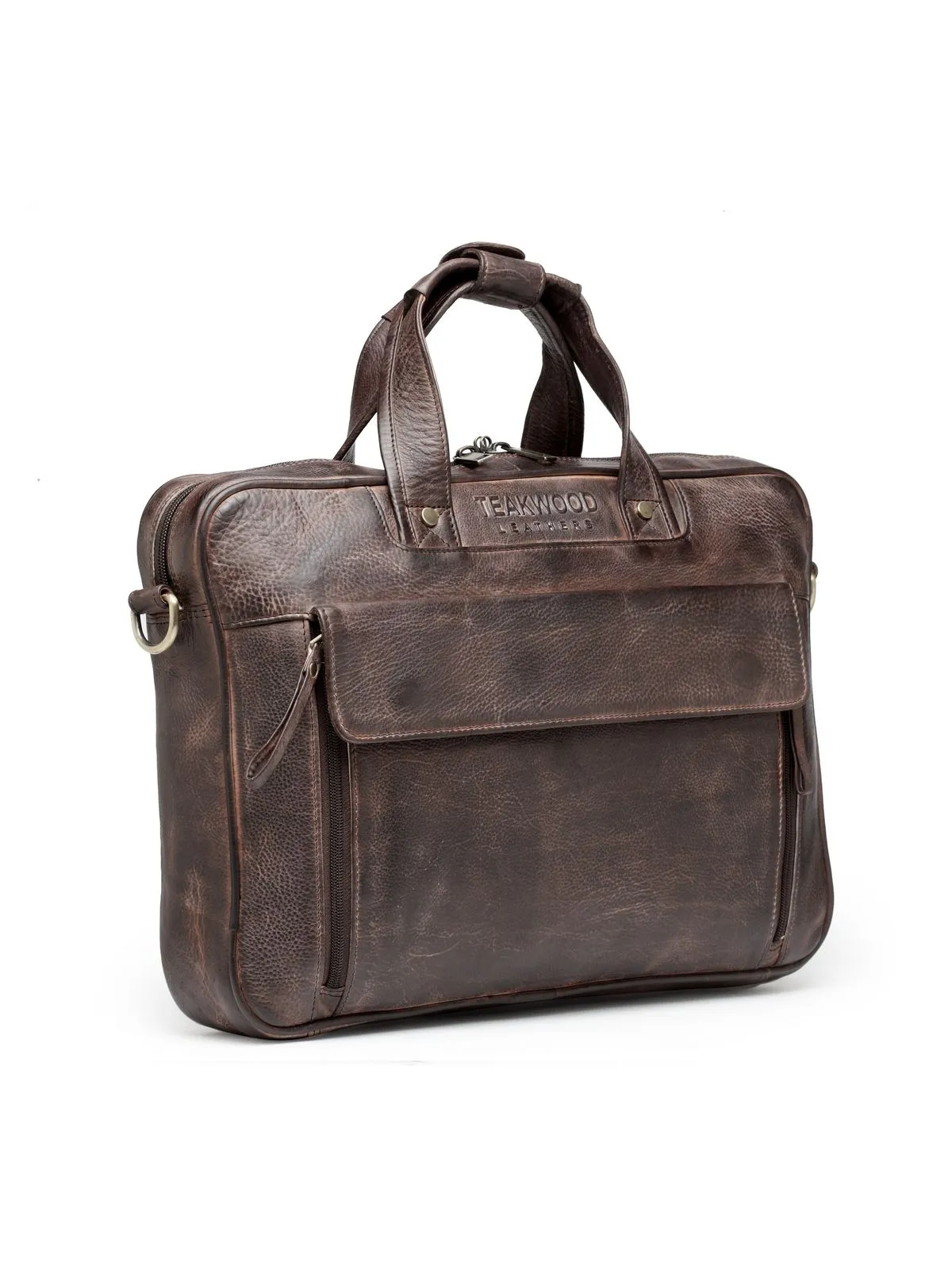 Teakwood Leather Unisex Laptop Bag - Brown