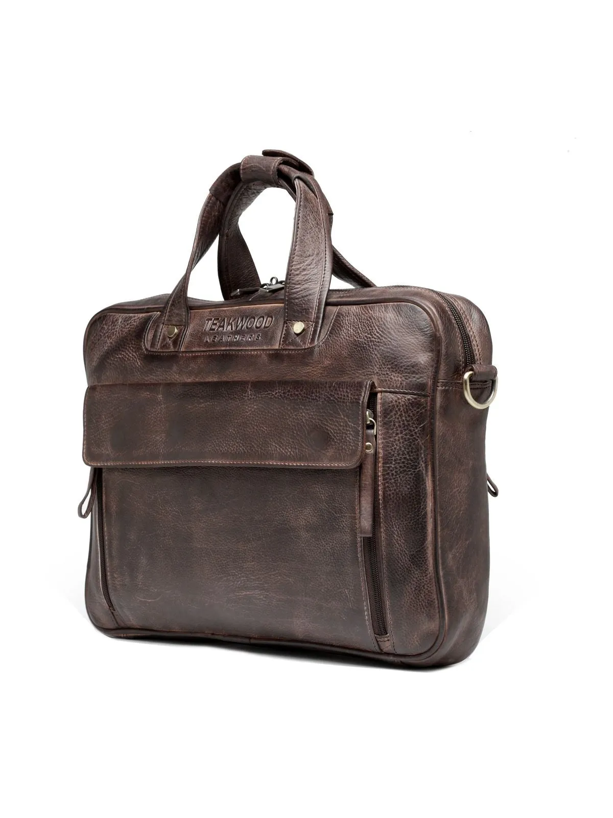 Teakwood Leather Unisex Laptop Bag - Brown