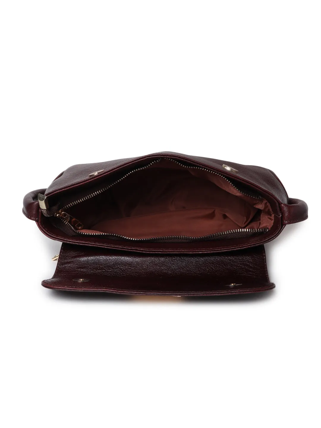 Teakwood Women Maroon Solid Leather Handheld Bag