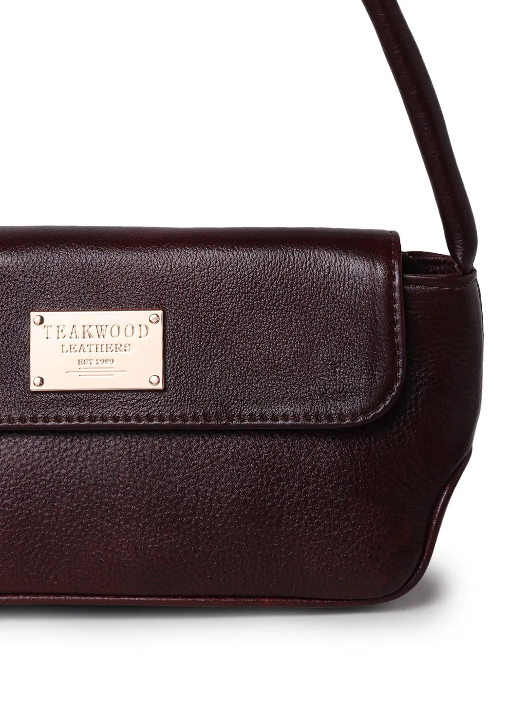 Teakwood Women Maroon Solid Leather Handheld Bag