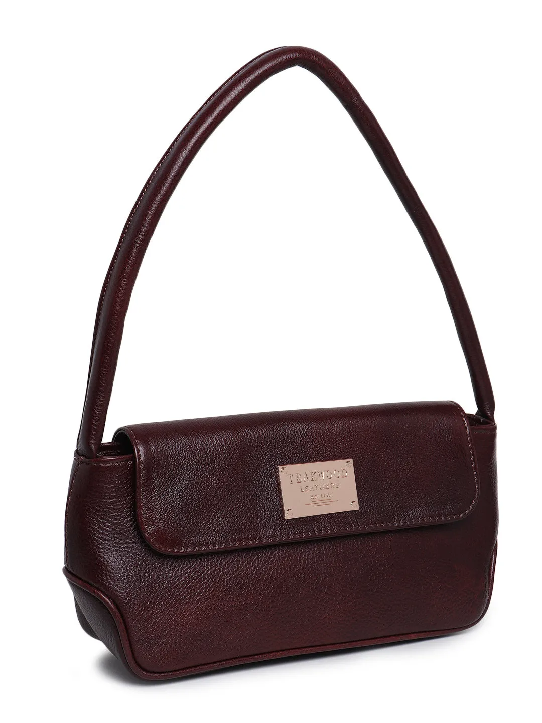 Teakwood Women Maroon Solid Leather Handheld Bag